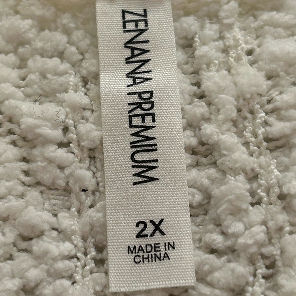 Zenana Premium | Size 2X Ivory V-Neck Textured Sweater - Picture 5 of 6
